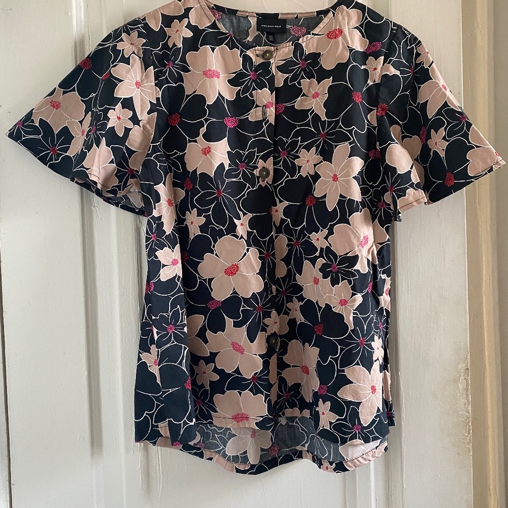 Who What Wear Floral Button-Down Blouse